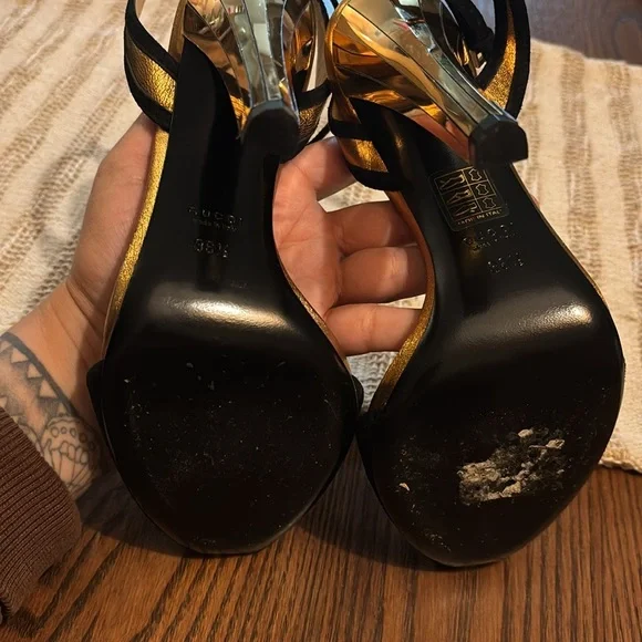 Gucci Black and Gold Mirrored Heels - Picture 7 of 9